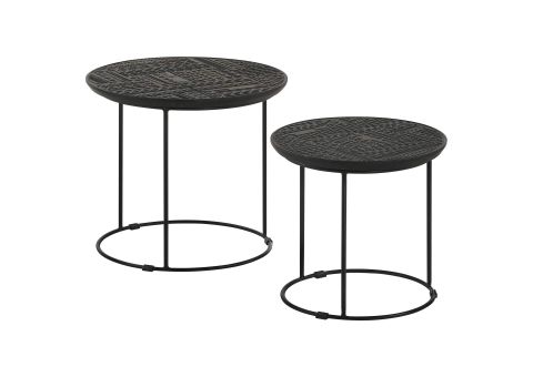 Loannis 2-Piece Round Mango Wood Nesting Table Matte Black for Coaster Ollie 2-Piece Wood Farmhouse Round Nesting Table Natural And Black